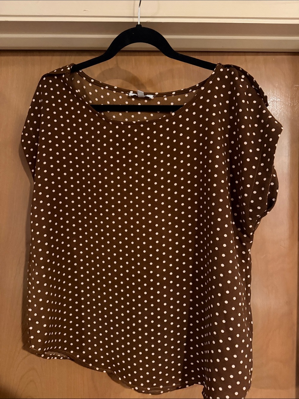 iris Brown Polka Dot Short Sleeve Blouse
